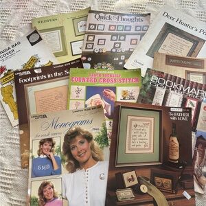Collection of 10 Cross Stitch Pattern Books Vintage 1980s 1990s Retro